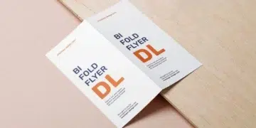 Free Flyer Mockup - Bifold DL Flyer with Wooden Elements